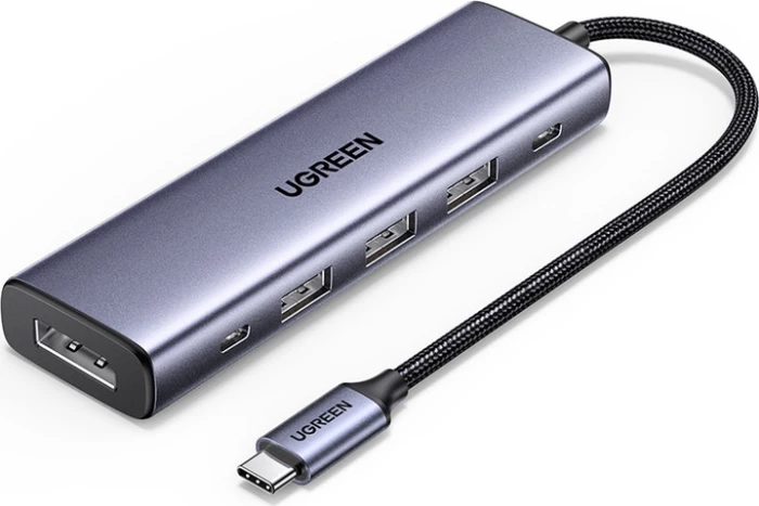 Hub USB-C UGREEN 75642 5-në-1, 100W PD, 4K@60Hz DisplayPort, gri