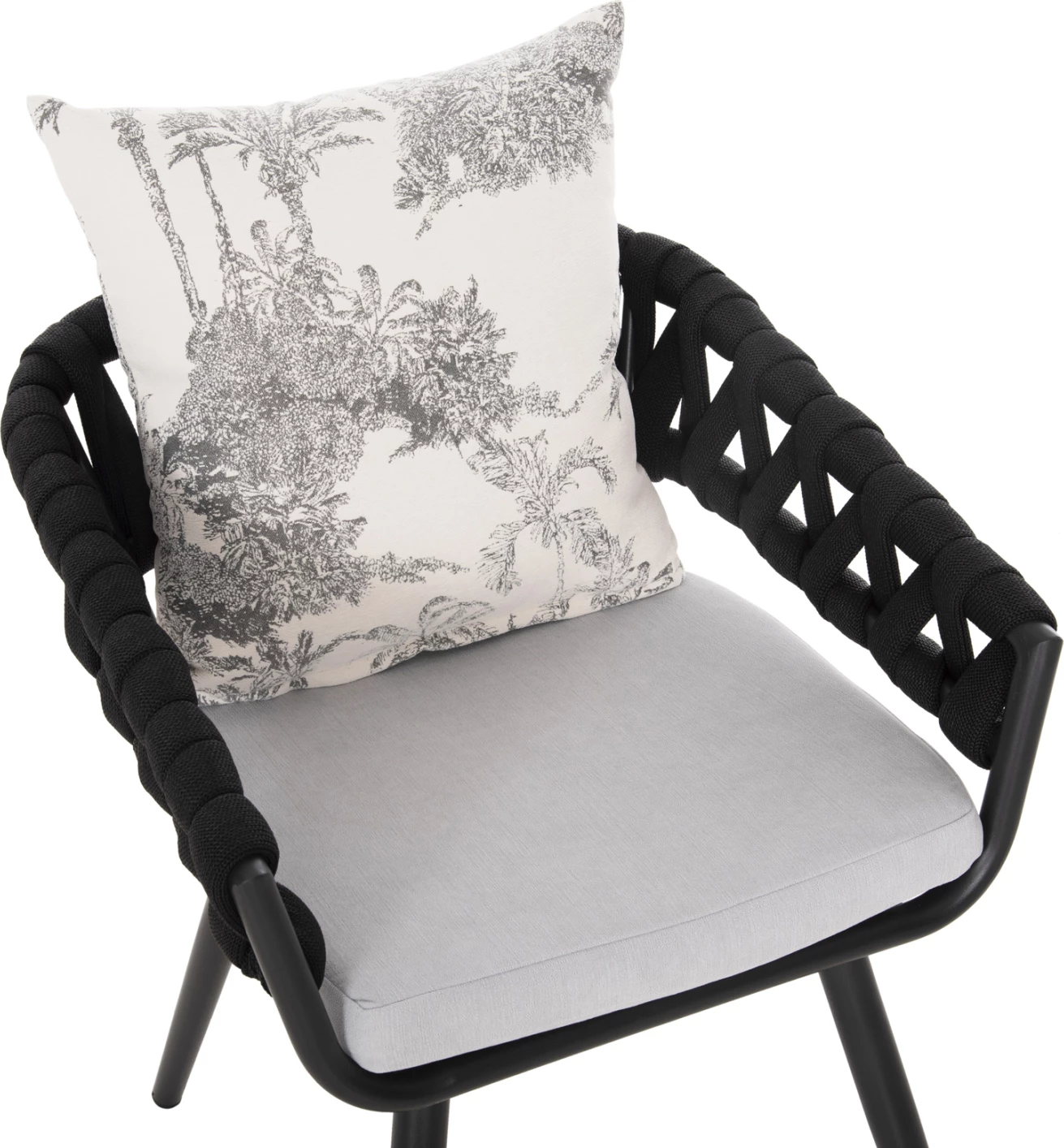 Karrige alumini CAMDEN FH6141.01 jastëk mbrapa ngjyrë ecru me dizajn print-antracit 56x60x72-87Hcm