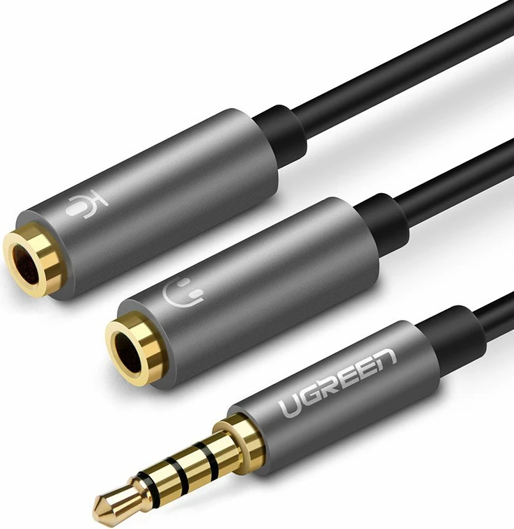 Kabllo ndarëse Ugreen 30619, 3.5 mm mini jack, 20 cm, argjendtë