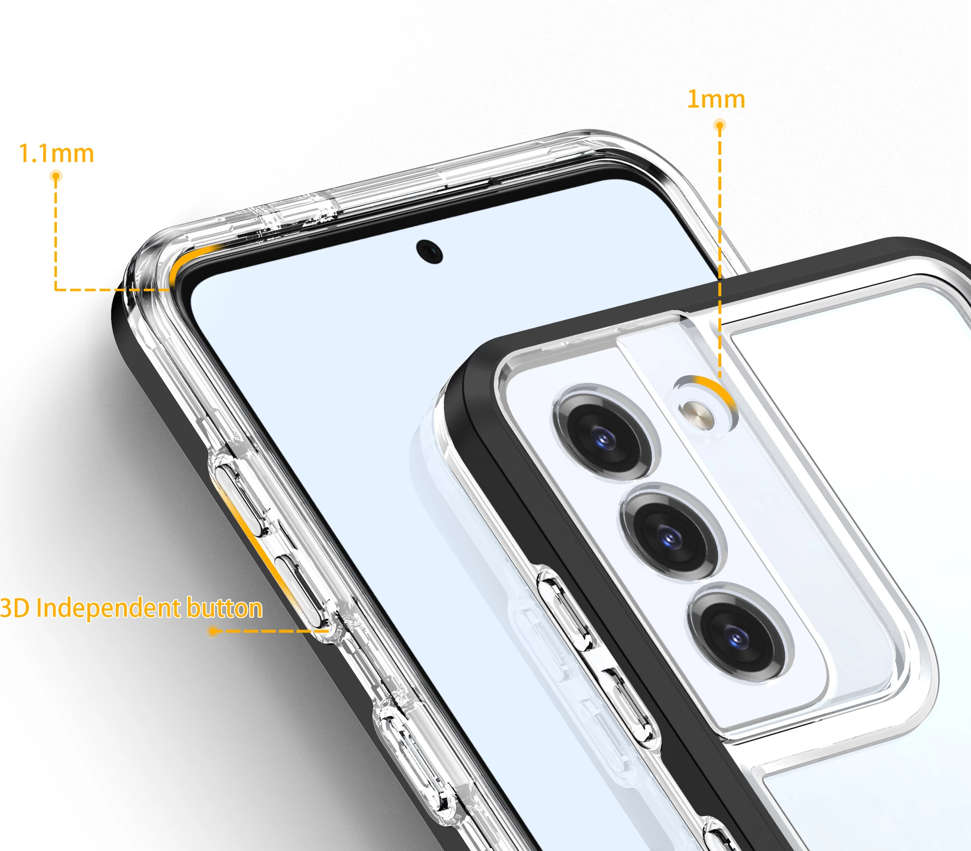 Mbështjellës Hurtel Hybrid Armor Clear 3in1 për Samsung Galaxy S21+ 5G, i zi/transparente