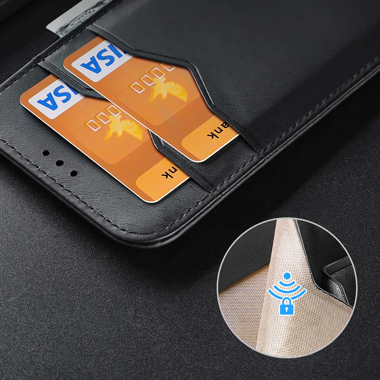 Mbështjellës Dux Ducis Hivo për Samsung Galaxy S25 Edge, me kapak, RFID, i zi