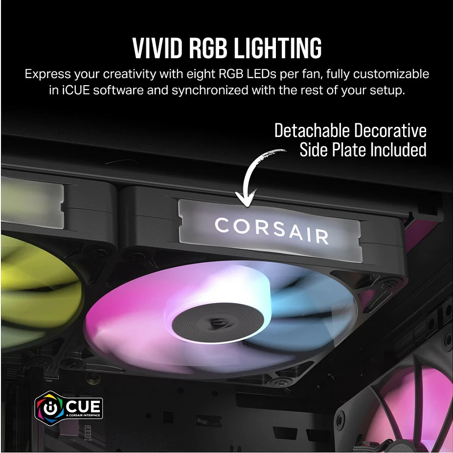 Ventilator për kasë Corsair RX140 RGB iCUE Link Dual Kit, 2x 140mm, PWM, i zi