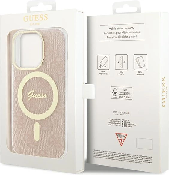 Mbështjellës Guess IML 4G MagSafe për iPhone 15 Pro, Rozë