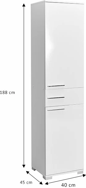 Dollap me sirtarë, ngjyrë e bardhë me shkëlqim, 45x40x188cm