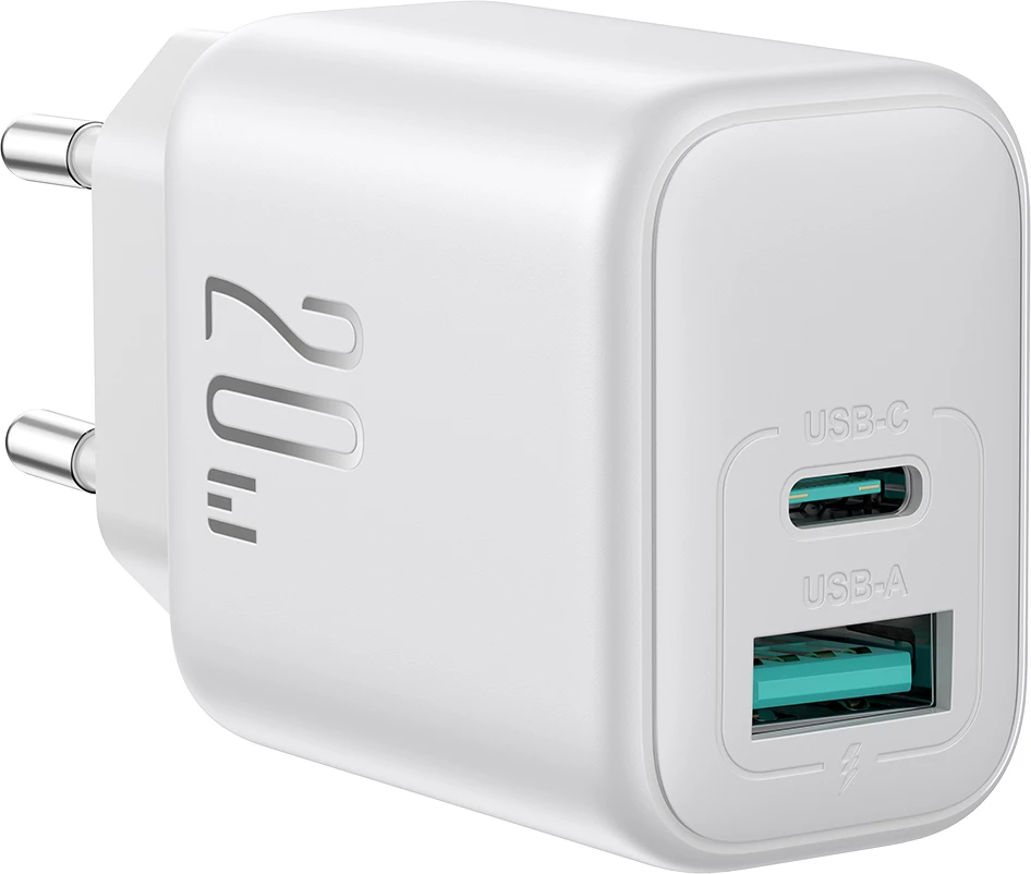 Karikues muri Joyroom JR-TCF21 20W PD/QC 3.0 2 porta USB-C/USB-A prizë UK i bardhë