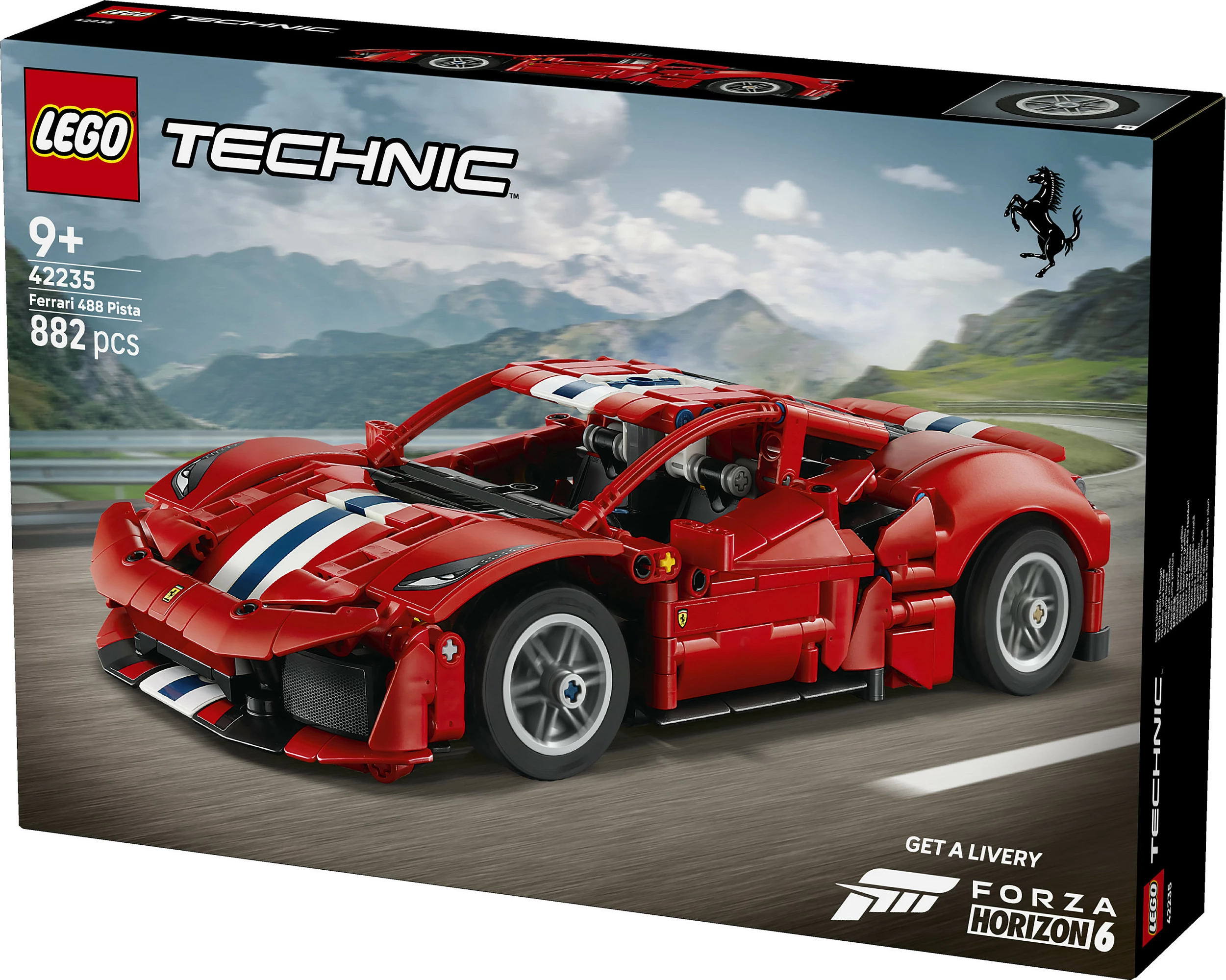 Set ndërtimi LEGO Technic Ferrari 488 Pista 42235, 882 copë, i kuq