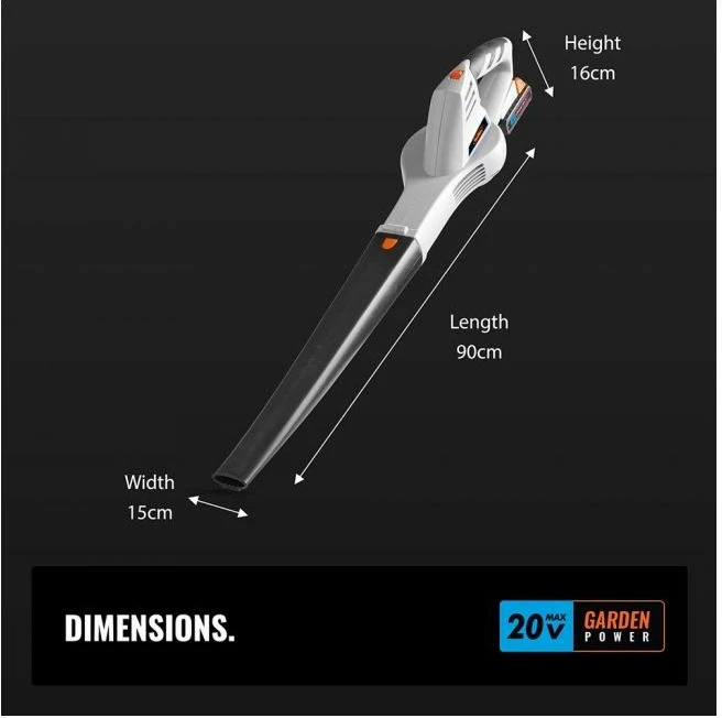 Fryrës gjethe me bateri VONHAUS G-Series MAX 20V Li-ion, 12000 rpm, 1.71 kg, me bateri & karikues, gri/zi