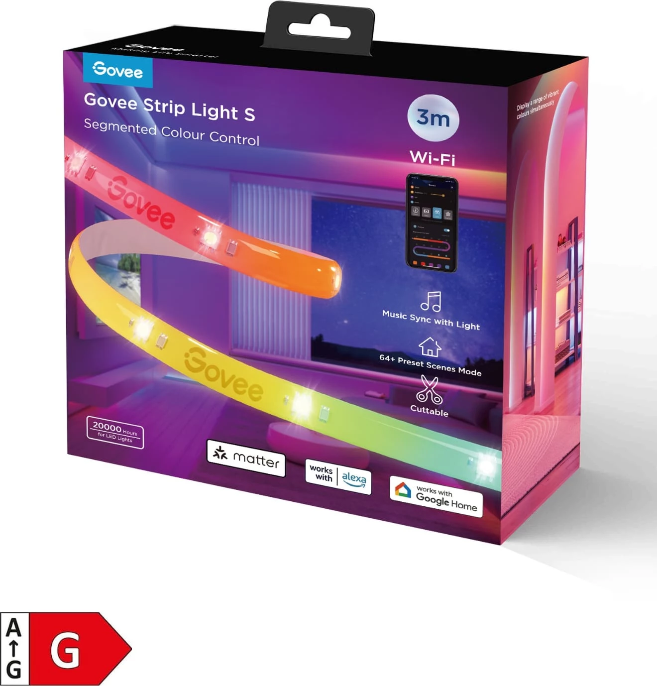 Shirit LED RGBIC Govee Strip Light S 3 m, Wi‑Fi