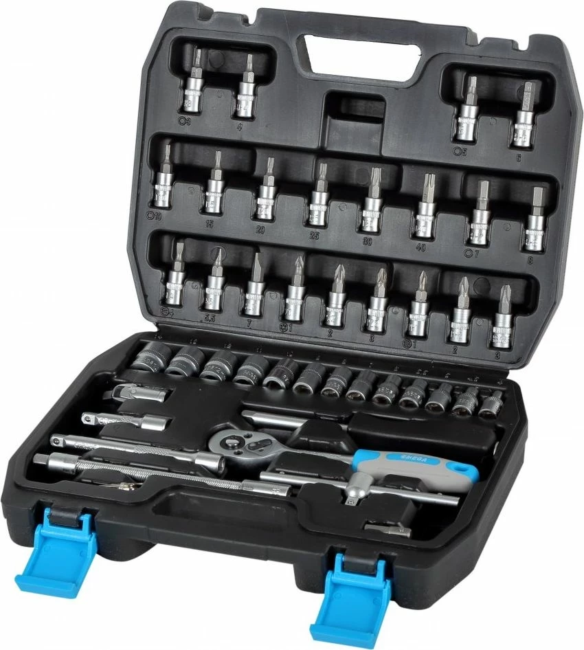 Set soketesh dhe bitash MEGA 58046, 46 copë, 1/4\", 4-14mm
