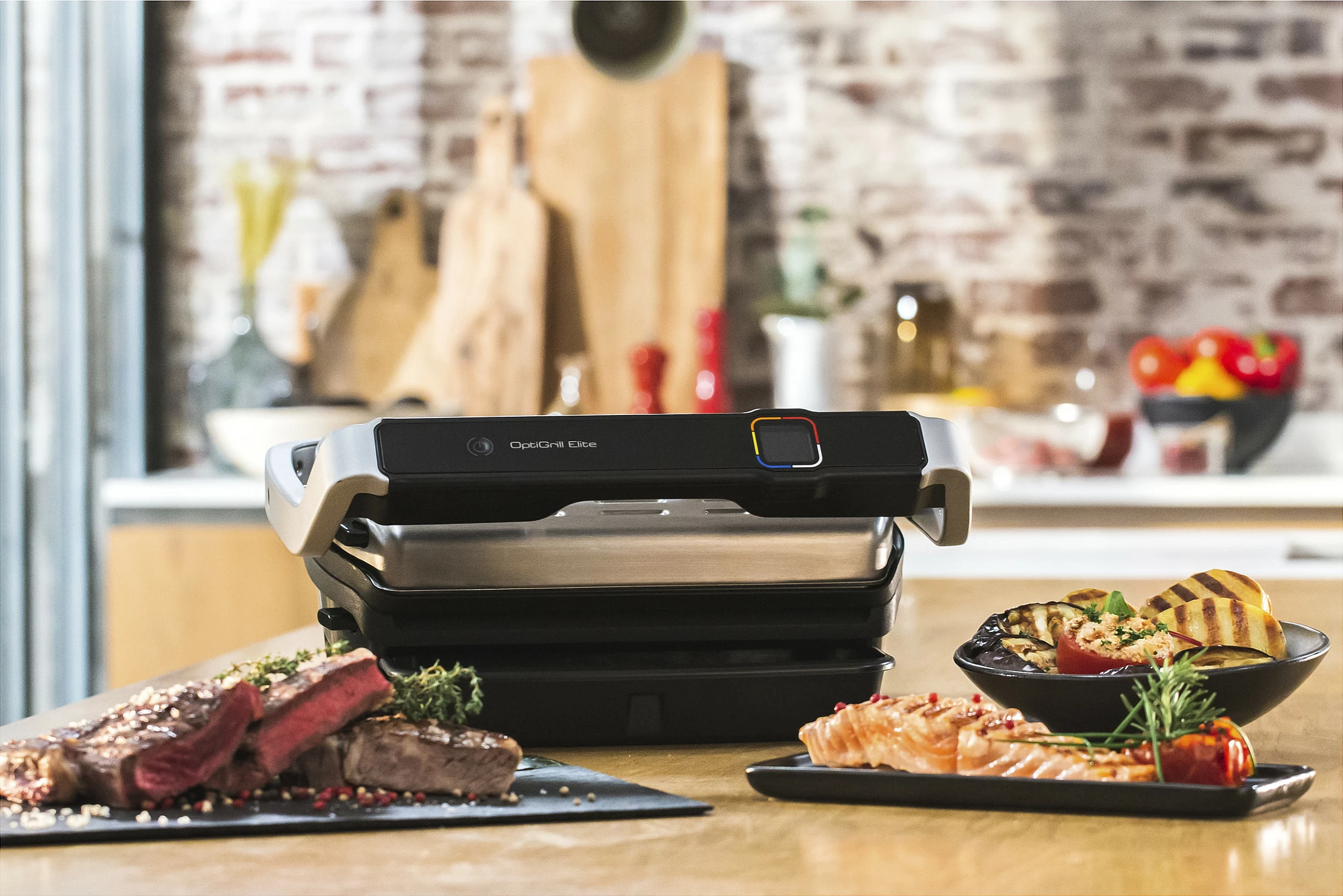 Grill elektrik Tefal OptiGrill Elite GC750D, 2000 W, Touch, 12 programe, e zezë/inoks