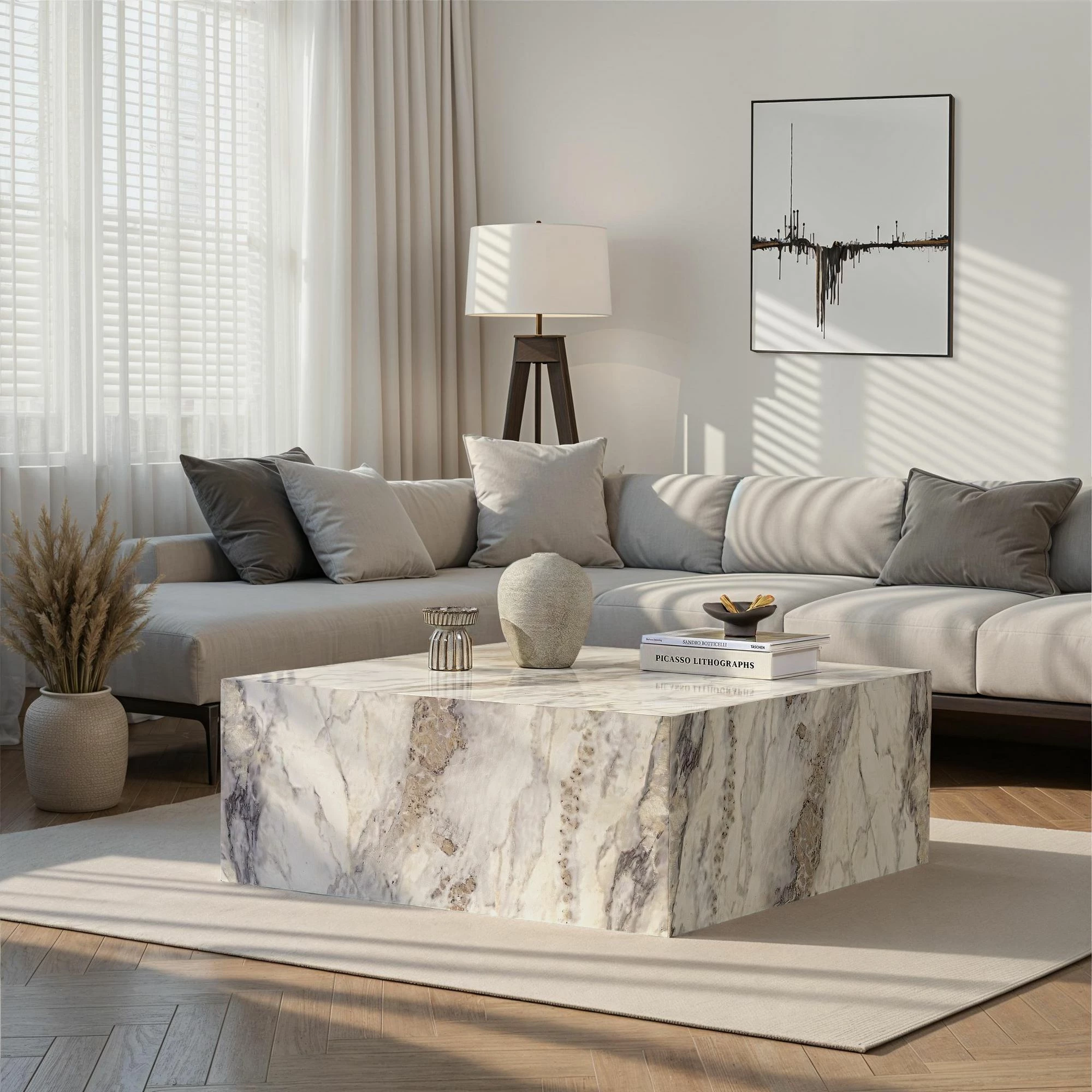 Tavolinë kafeje Nordure, Prizma, ngjyrë Freesia Marble