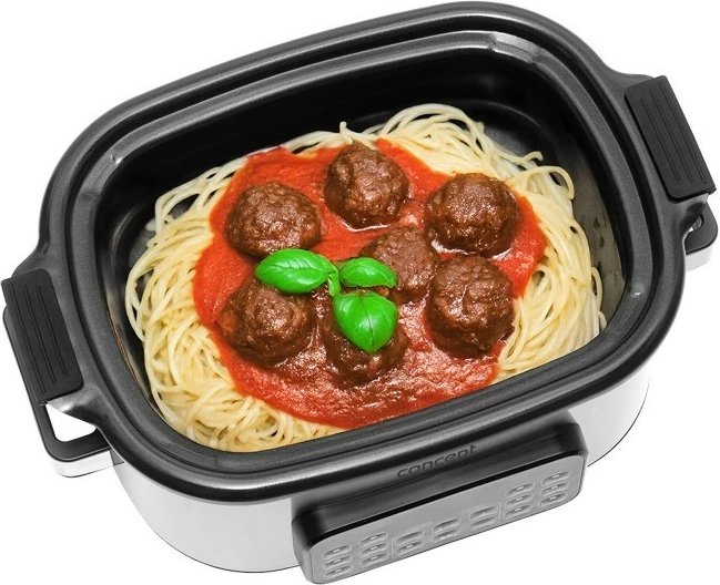 Multicooker/slow cooker Concept CK9000 6L 1250W 10 programe inox me shportë avulli dhe formë silikoni