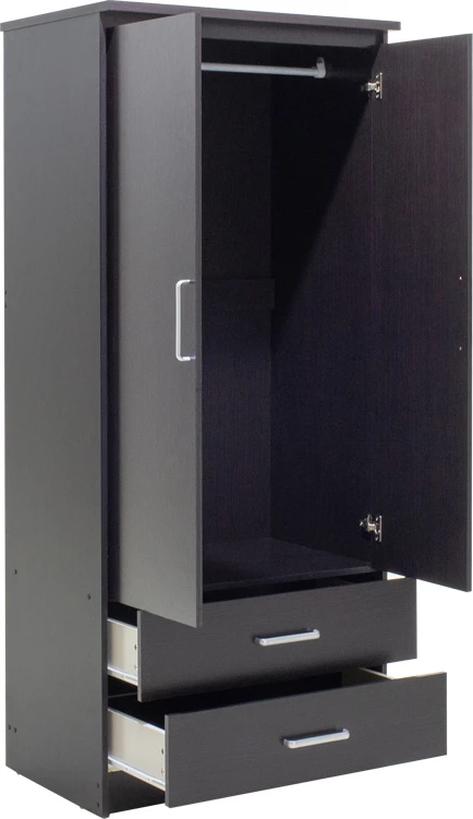 Dollap Olympus me 2 dyer dhe sirtarë, ngjyrë wenge, 81x57x183