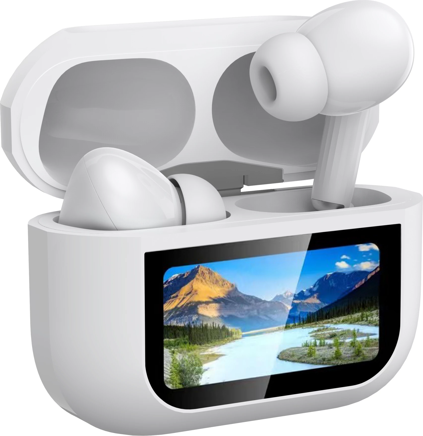 Kufje Moye Aurras 3 Vision wireless Bluetooth 5.4 me ANC, kasë karikimi me ekran me prekje, USB-C, të bardha
