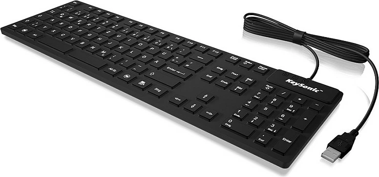 Tastierë industriale KeySonic KSK-8030IN (CH), USB, QWERTZ Swiss, IP68, 105 taste, e zezë