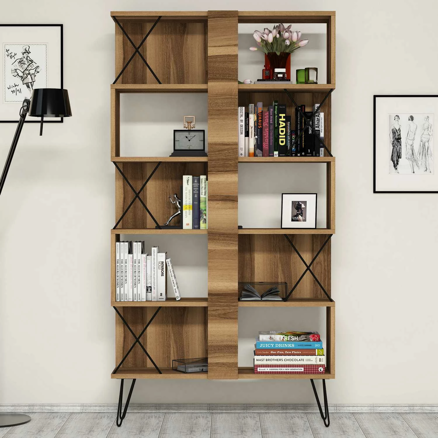 Raft librash Hanah Home, ekstra, ngjyrë arre
