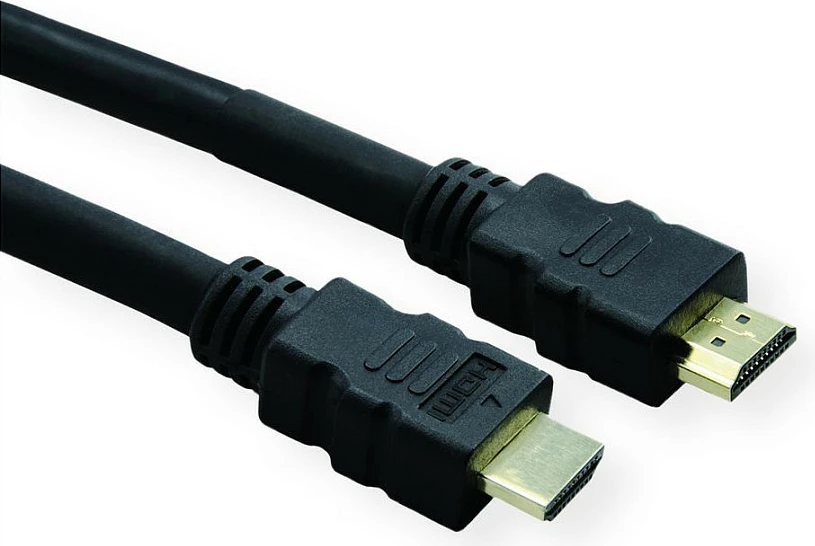 Kabllo HDMI ROLINE High Speed me Ethernet, 25 m, me repeater, e zezë