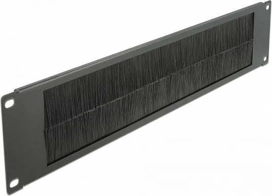 Panel me furçë për menaxhim kabllosh DeLOCK 19" 2U, i zi