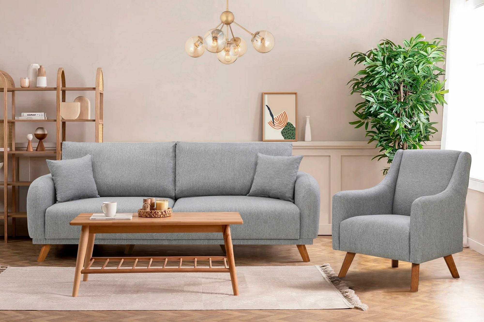 Set divan-krevat Hera, ngjyrë gri, Atelier del Sofa