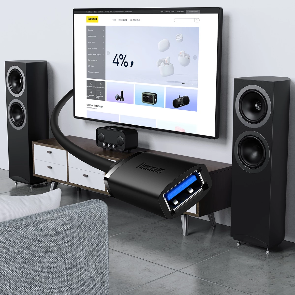 Kabllo zgjatuese USB 2.0 Baseus AirJoy Series, 1.5m, e zezë