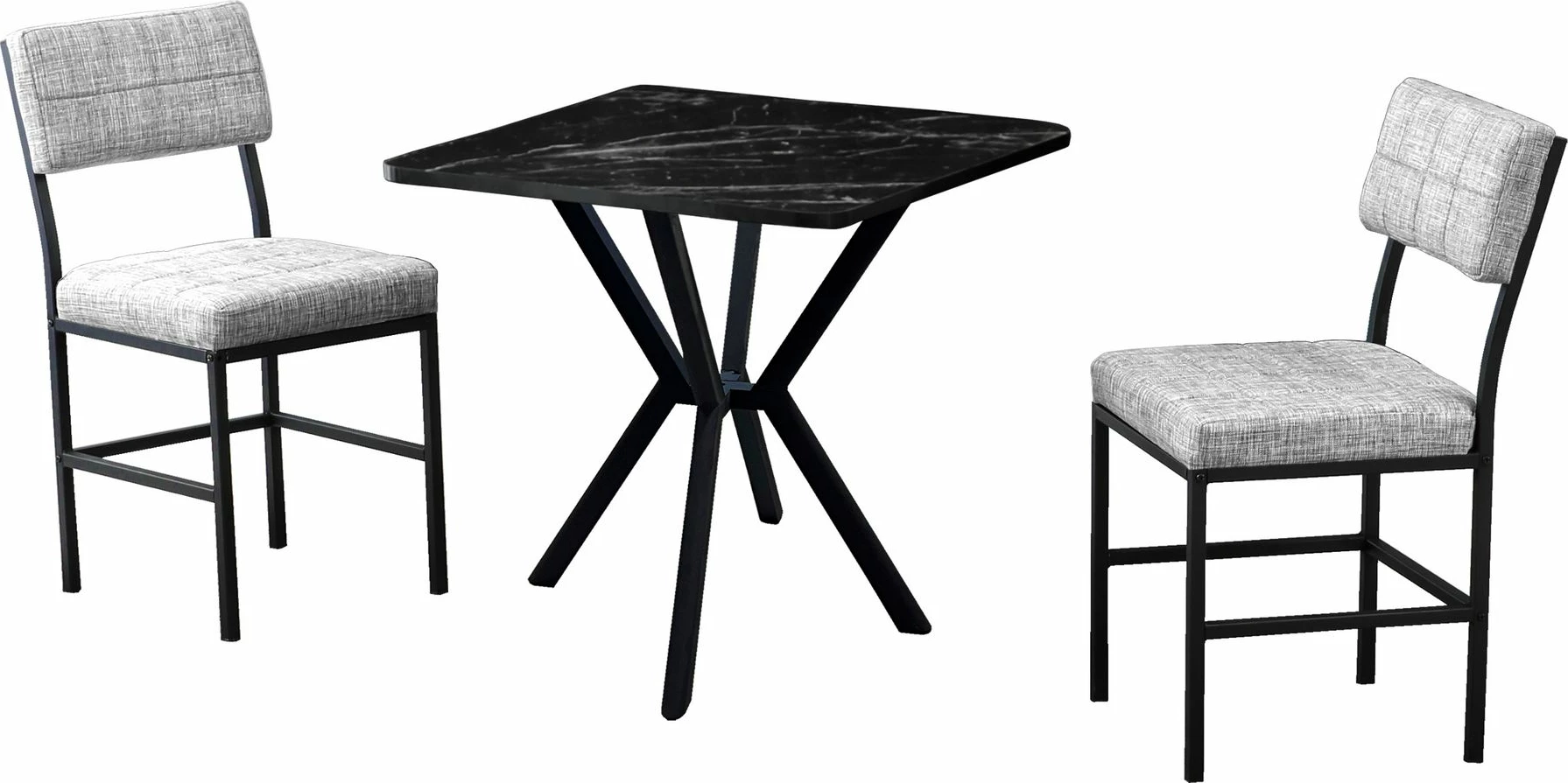 Tavolinë me karrige, zgjatshme, 3 copë, Skye Decor, Dubai, gri, e zezë