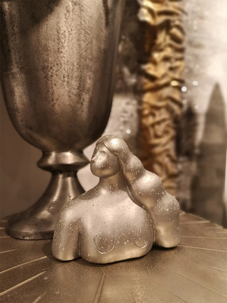 Figurë dekorative abstrakte, argjend, 20x10x19cm