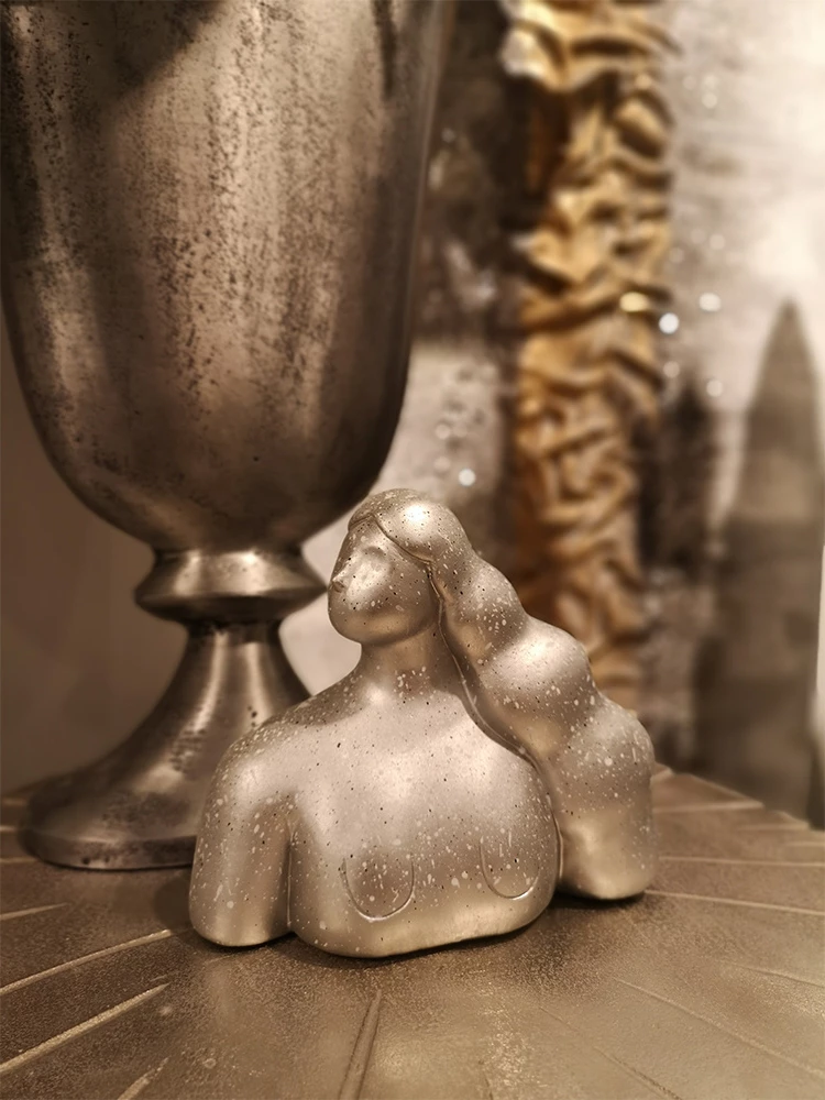 Figurë dekorative abstrakte, argjend, 20x10x19cm