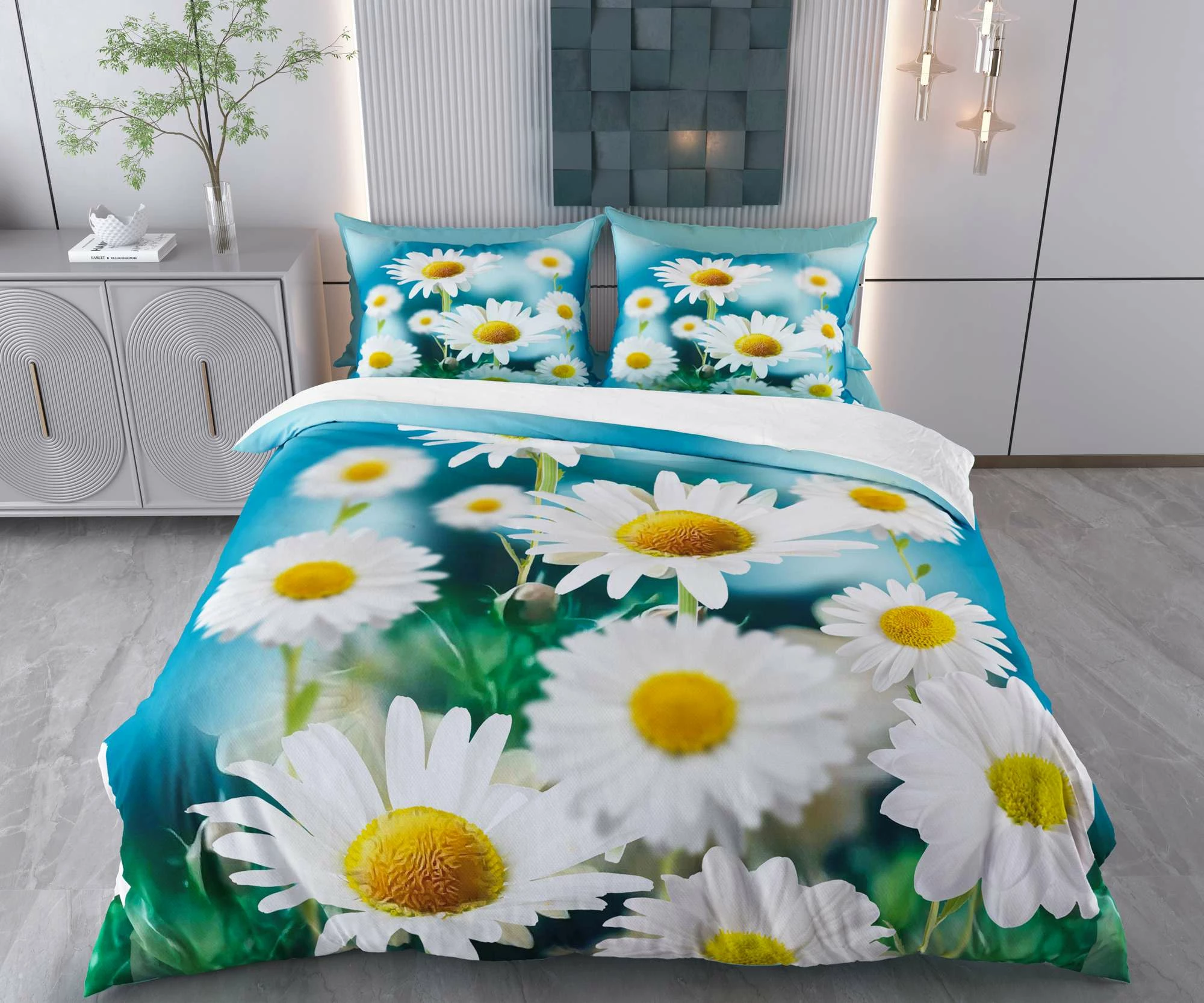 Set mbulesë jorgan XXL, një copë, L'Essentiel Linge de Maison, Daisy, ngjyrë kaltër