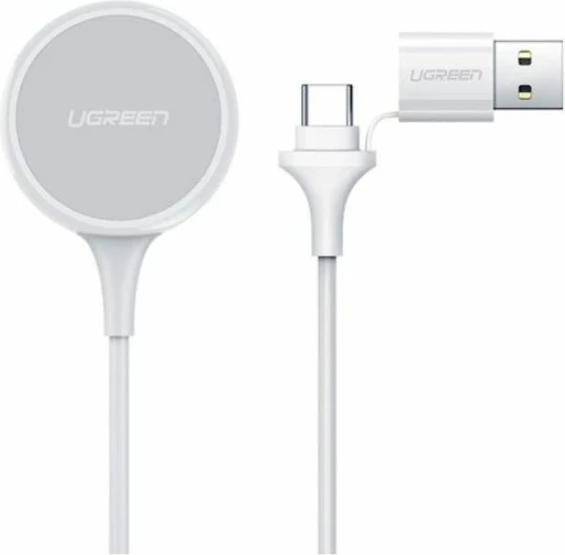 Karikues magnetik wireless për Apple Watch UGREEN 60969, USB-A + USB-C, 5V/1A, e bardhë