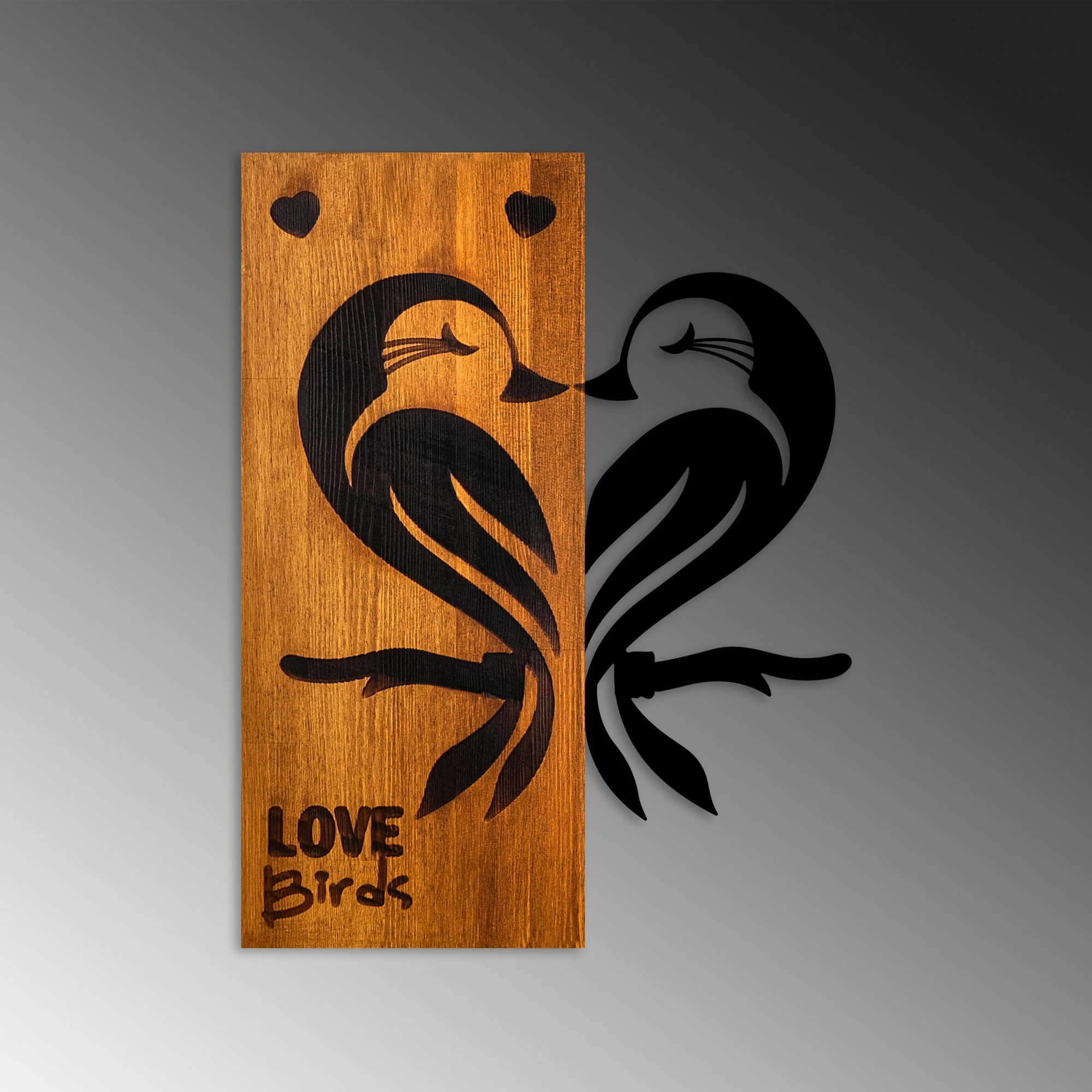 Aksesor dekorativ për mur, dru arre, zogj dashurie, Wallity, Love Birds 5