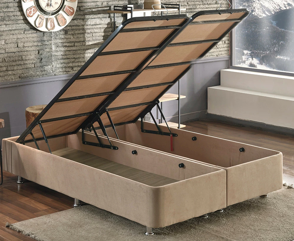 Dyshek dopio, bazë dhe shtrat, Skye Decor Helen, ngjyrë kafe e çelët, 150x200cm