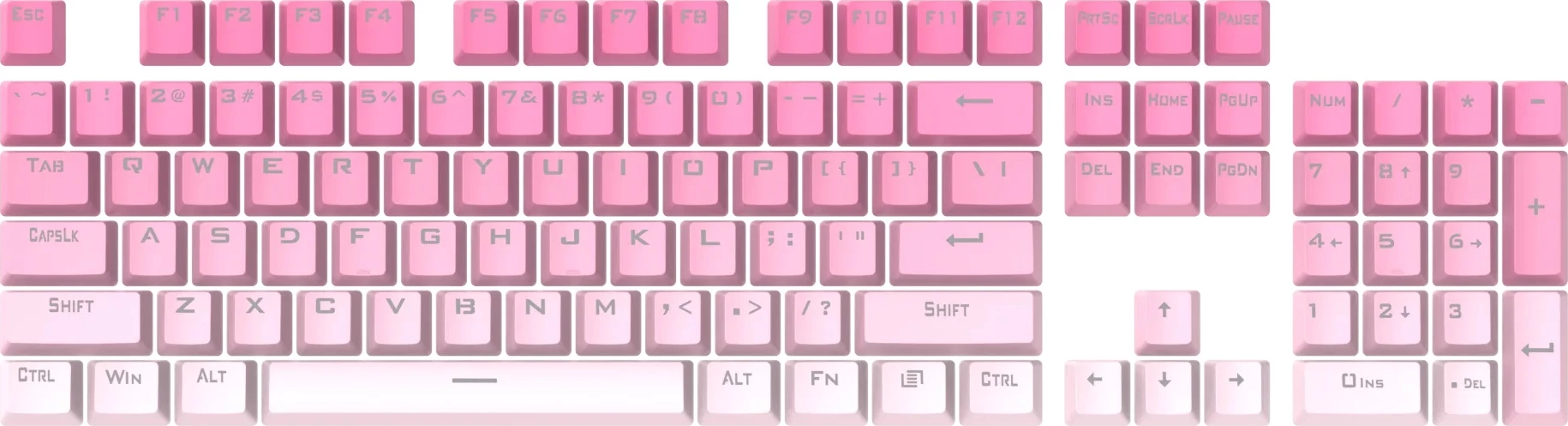 Keycaps për tastierë Redragon A133 V1, 104 copë PBT Double-shot, US ANSI (OEM), Gradient pink