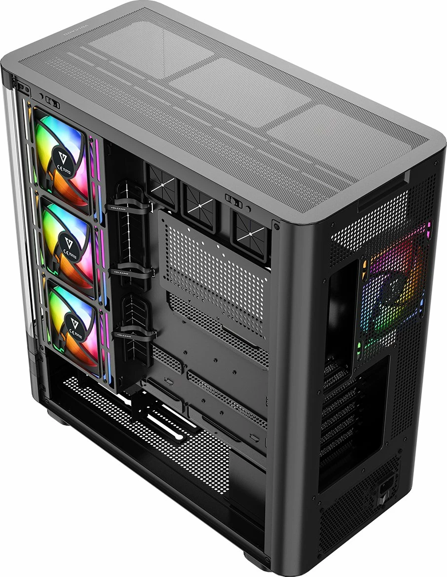 Kasë Modecom Volcano AQ200 ARGB MC-A-AQ200-4FA-B, Midi Tower ATX, 4x120mm ARGB fanë, USB-C, e zezë