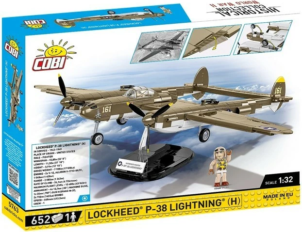 Set blloqesh Cobi Klocki Lockheed P-38H Lightning, 652 pjesë, Historical Collection