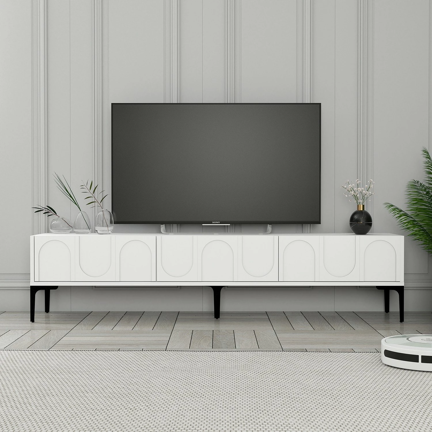 Konsolë TV Hanah Home, Lyon 42, e bardhë, e zezë