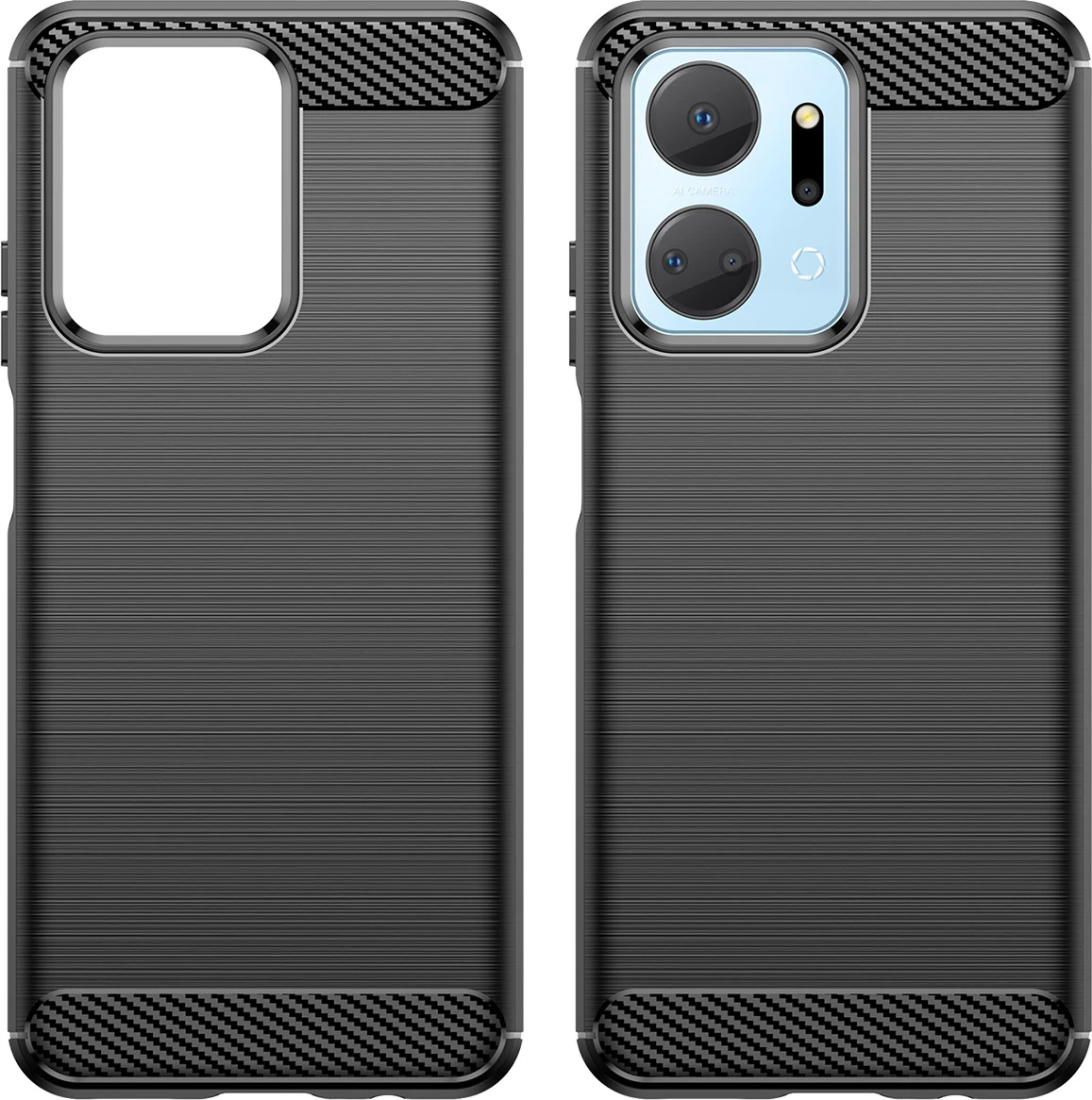 Mbështjellës Hurtel Carbon Case për Honor Play 40 Plus / Honor X7a, TPU, i zi