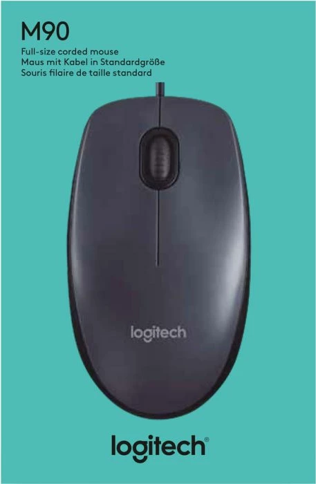 Maus LOGITECH M90 1000 DPI USB me kabllo, i zi