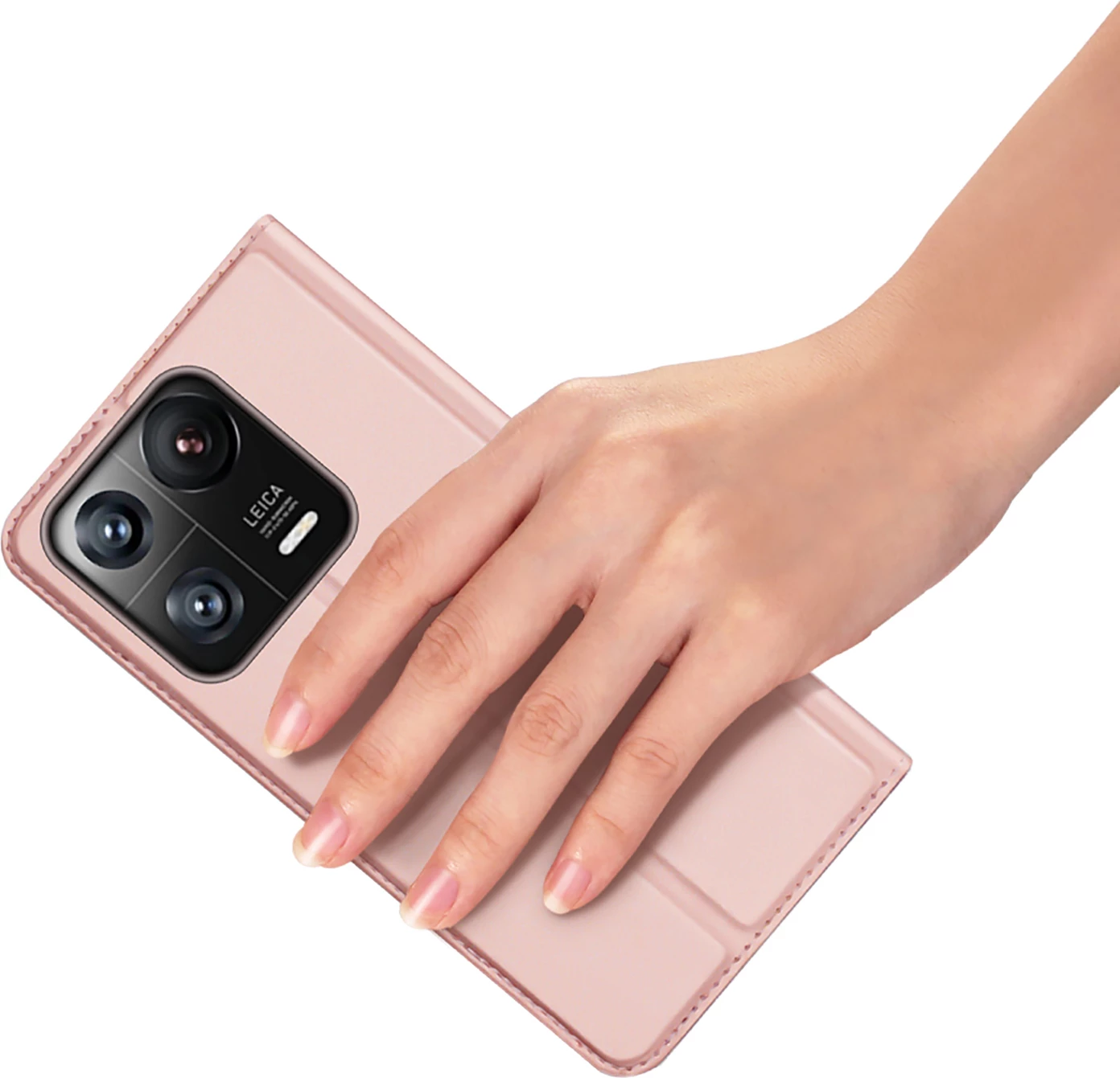 Mbështjellës Dux Ducis Skin Pro për Xiaomi 13 Pro, me kapak, xhep për kartelë, rozë