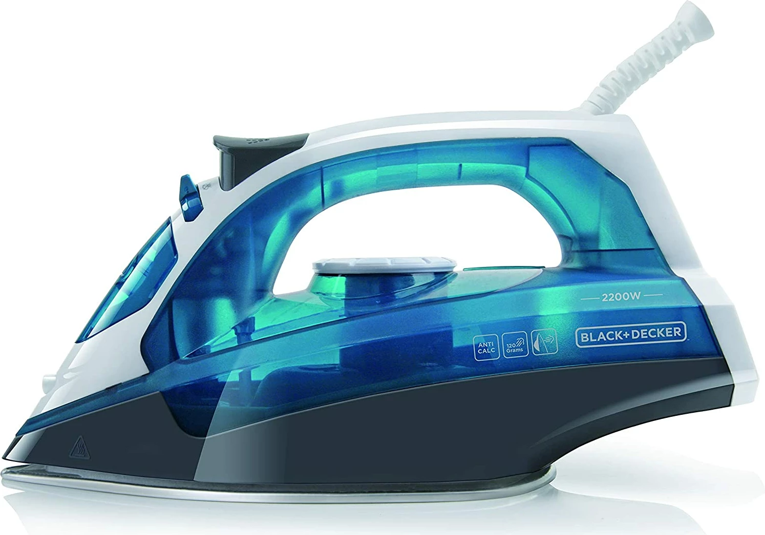 Hekur me avull Black&Decker BXIR2200E 2200 W, 370 ml, bardhë/blu
