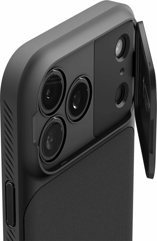 Mbështjellës MagSafe Spigen Optik Armor për iPhone 17 Pro Max me kapak rrëshqitës kamere TPU+PC i zi