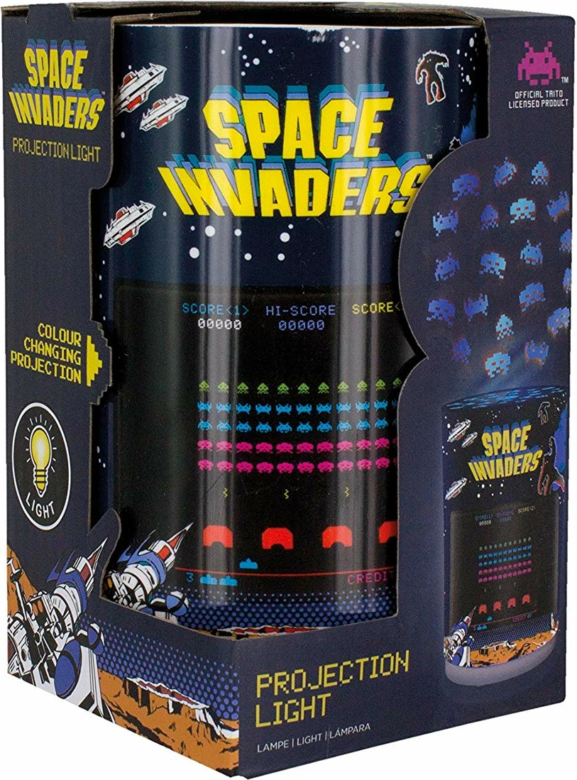 Dritë projektori Paladone Space Invaders, 6 ngjyra, me bateri AAA