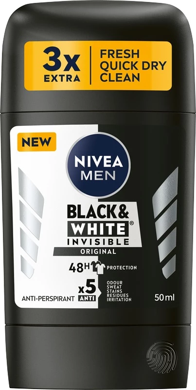 Deodorant stick për meshkuj Nivea Men Black&White Invisible Original, 50ml