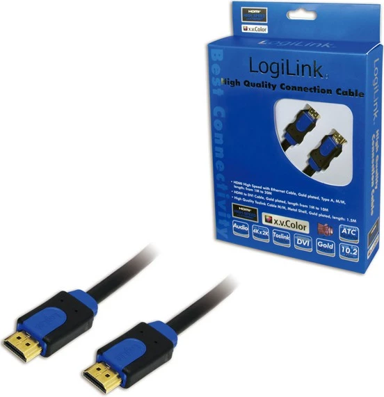 Kabllo HDMI LogiLink CHB1105, 5m, 10.2 Gbit/s, zezë/blu