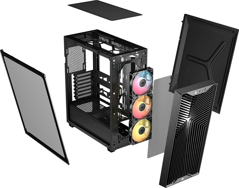 Kasë Corsair 3200D RS ARGB Mid-Tower, ATX/micro ATX/Mini-ITX, Tempered Glass, e zezë