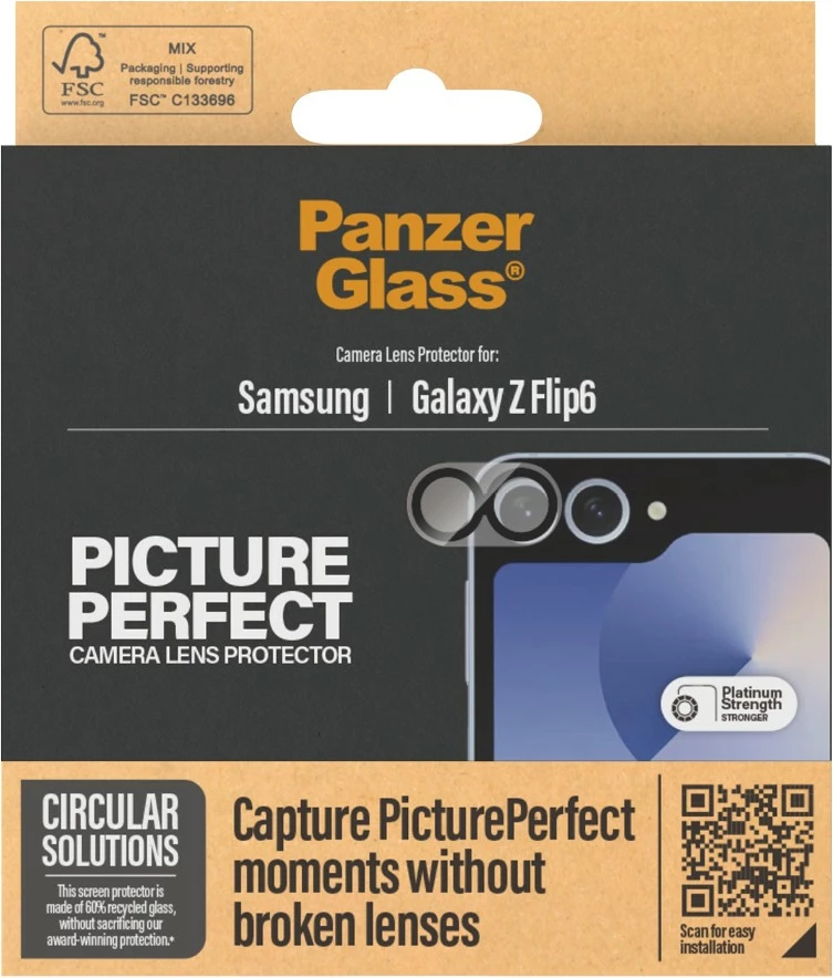 Mbrojtës xhami PanzerGlass për lentet Samsung Galaxy Z Flip 6, transparent