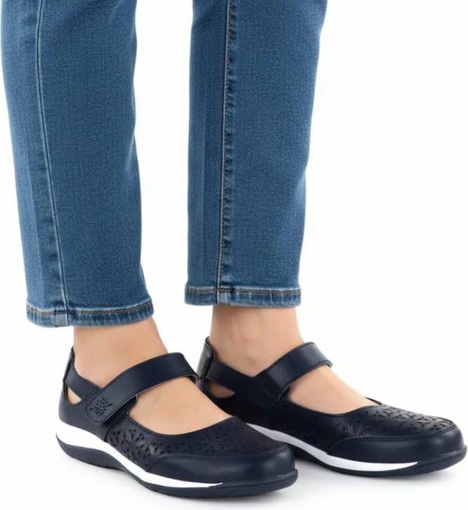 Këpucë lëkure për femra Jezzi, navy blue