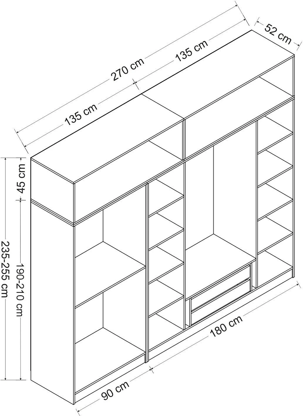 Dollap Skye Decor, ngjyrë antracit, 7530