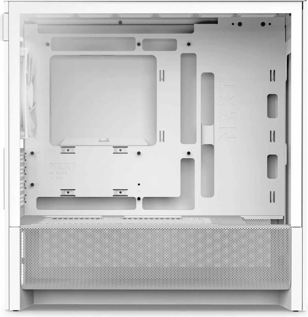 Kasë NZXT H3 Flow CC-H31FW-01 mATX Mini Tower, për pllakë amë mATX/Mini‑ITX, panel xhami i temperuar, USB‑C, deri 7 ftohës, pa PSU, e bardhë