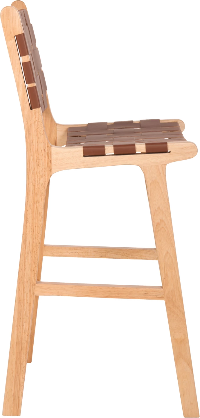Karrige për bar FELIPE, lartësi mesatare, FH9329.01, dru TOON, ngjyrë natyrale, PU kafe, 45x47x94H cm