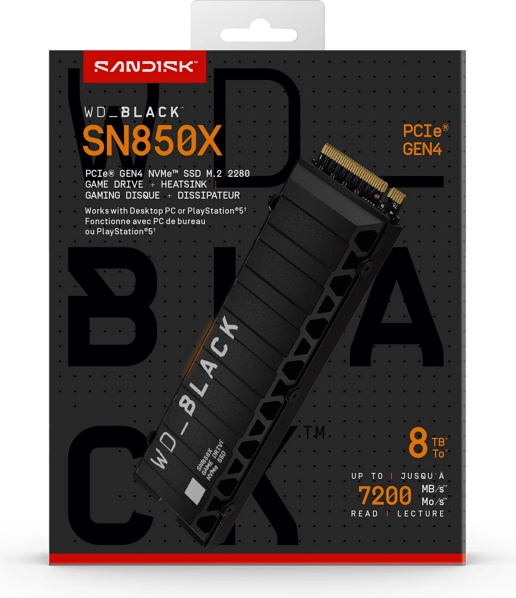 SSD i brendshëm SanDisk WD_BLACK SN850X, M.2 NVMe PCIe 4.0, 8TB, me heatsink, i zi